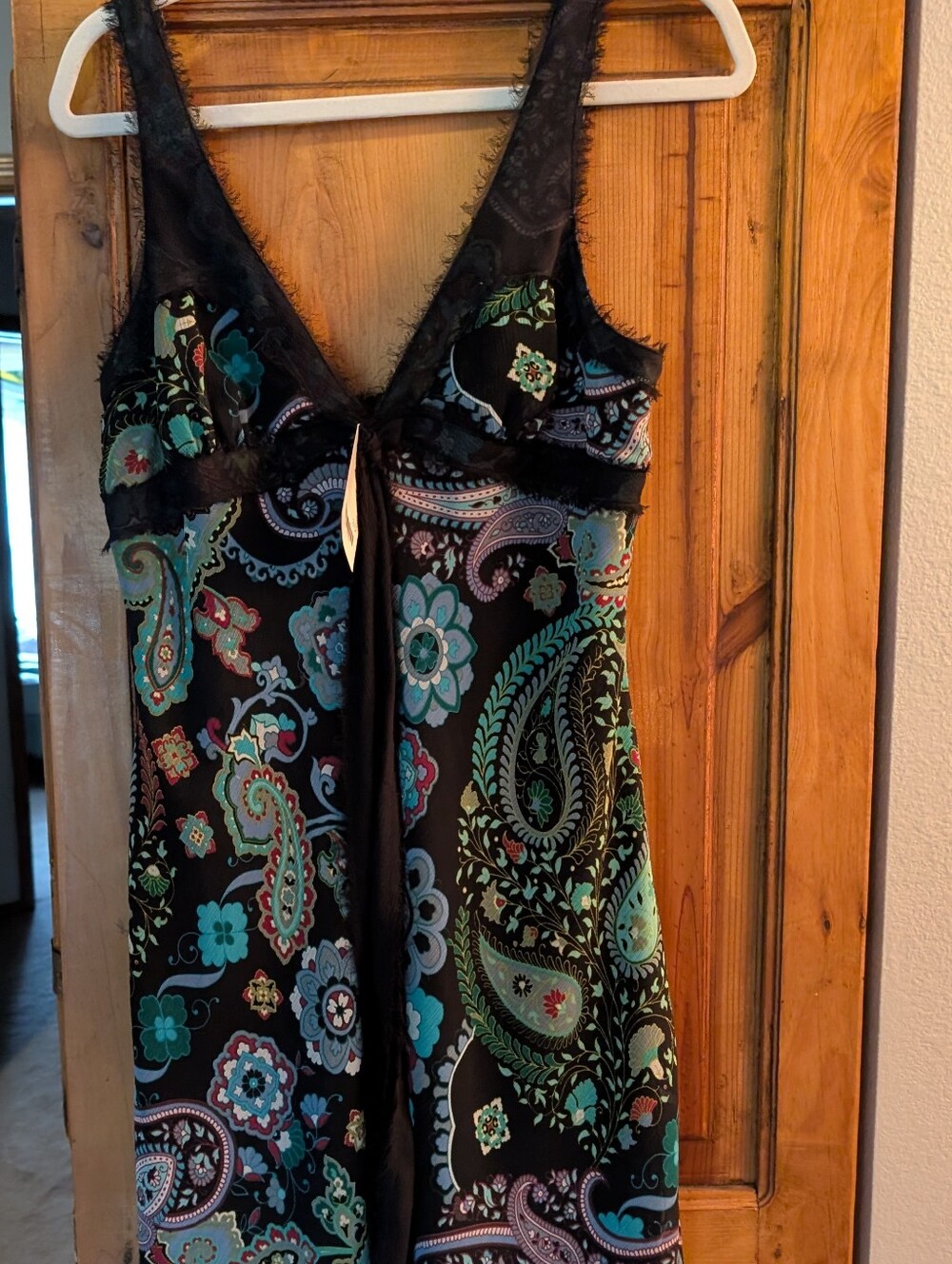 Flirty AGB Black Floral Paisley Lace-Trim Dress